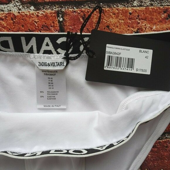 NWT Zadig & Voltaire 2-PC Swimsuit Bikini Top Bottoms Whitehaven White Blanc 10 - Picture 7 of 11